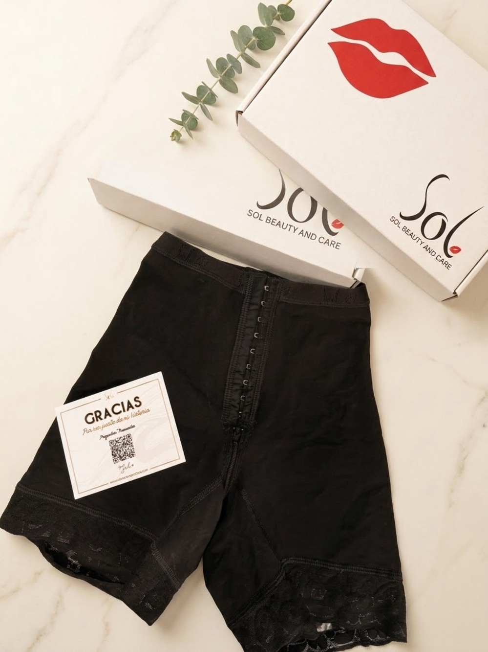 SOL Beauty and Care Black High-Waist Shaping Shorts with Lace Trim